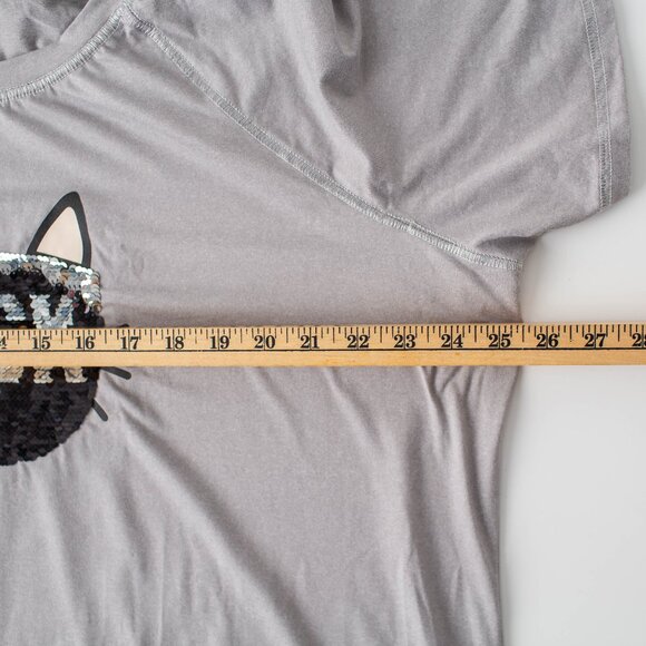 Celebrate Halloween Women’s Nightgown 2XL/3XL Gray Cat Sequin “Trick" Shirt - Picture 6 of 6